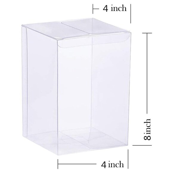 CLEAR PLASTIC BOXES - 4x4x8 - 12 Pack // Collectible Gift Protectors Vinyl NEW - Picture 1 of 4